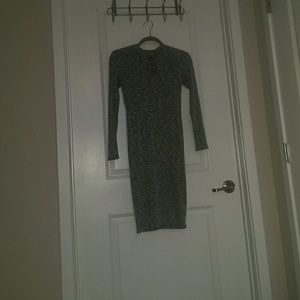 Fitted long sleeve grey dress